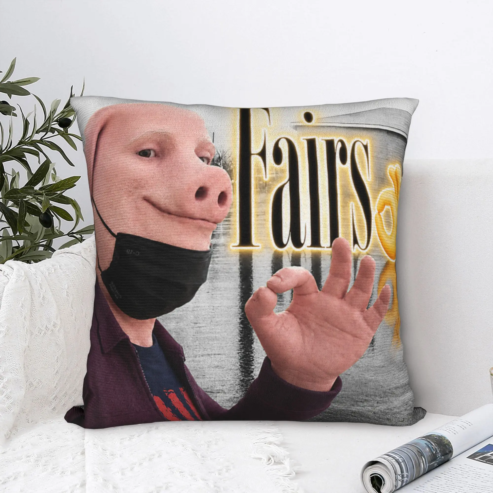 Funny John Pork Fairs Parody YBG Meme Pillow Cover  Retro Trendy Pillow Case For Office Car Home Decor Soft Cushion Cover Gift