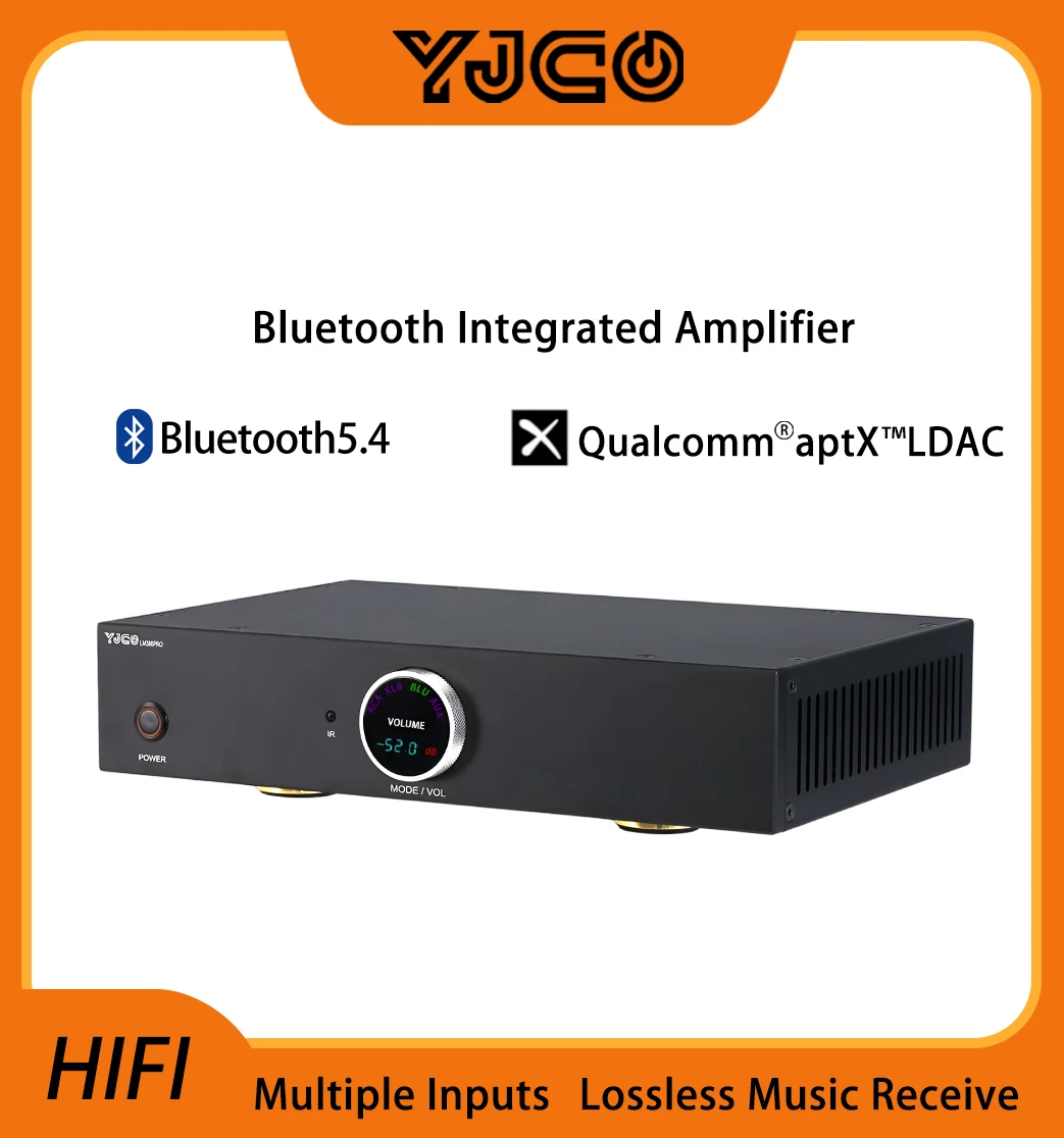 YJCO LM386 PRO HIFI-Leistungsverstärker Klasse AB Bluetooth 5.4 LDAC 68W*2 Audio-Verstärker mit Fernbedienung Heim-Audio-Stereo-Verstärker