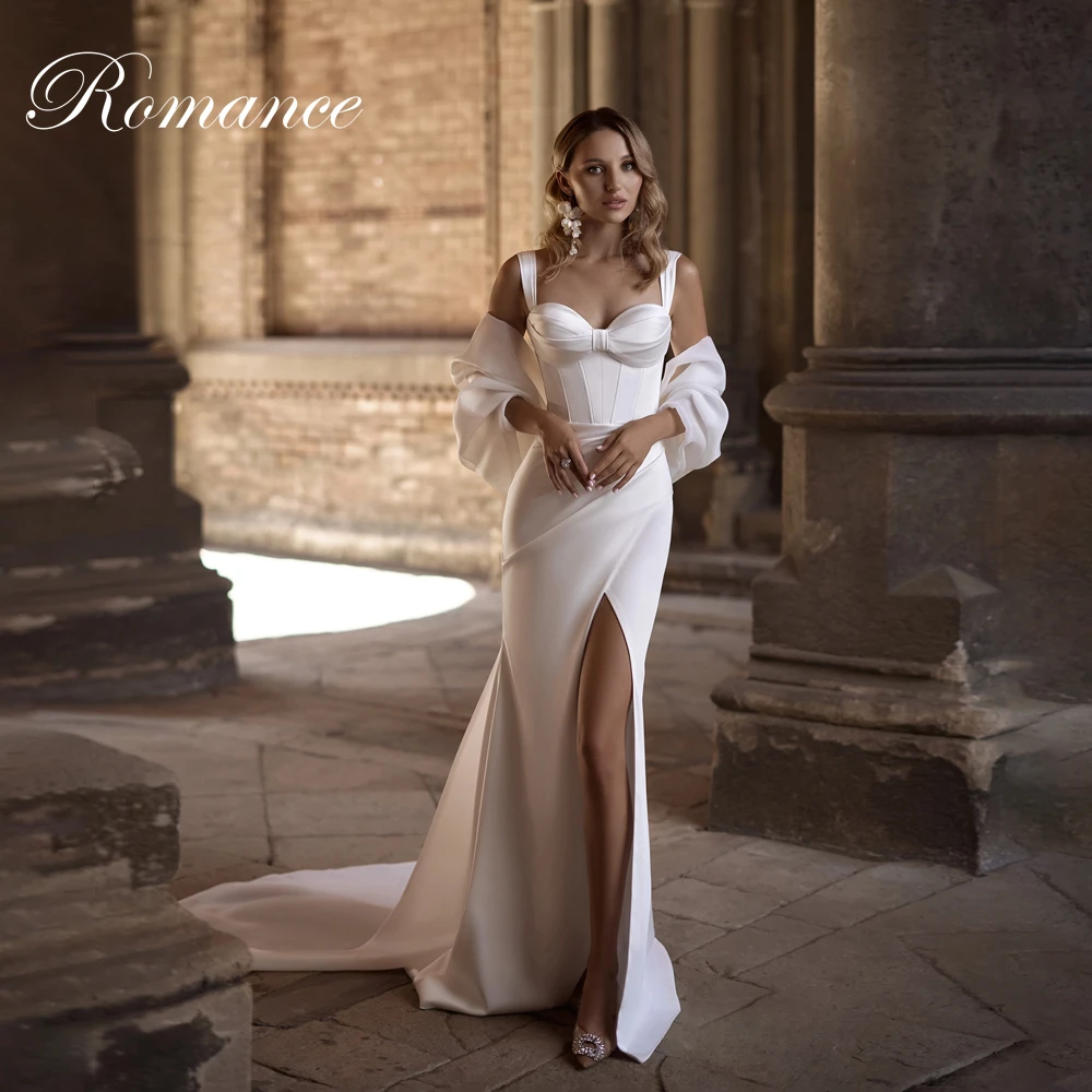 

Elegant Off The Shoulder Mermaid Wedding Dresses Sweetheart Spaghetti Straps Open Back Side Split Vestidos De Novia Customized