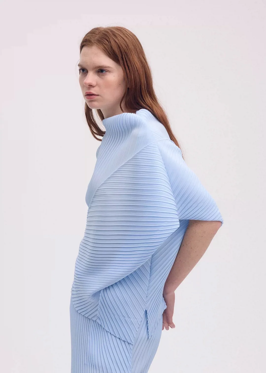 Pleated T-Shirt 2026 Summer New Japane Irregular Cut Pile Collar Top Simple Fashion Lightweight Wrinkle-Free Women Skirt