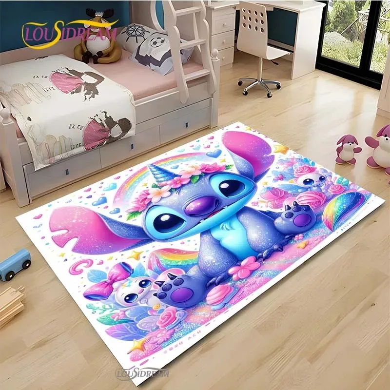 

Милый коврик Disney Stitch, подходит для гостиной, спальни, дивана, придверного ковра, декоративный коврик, нескользящий напольный коврик для детских игр