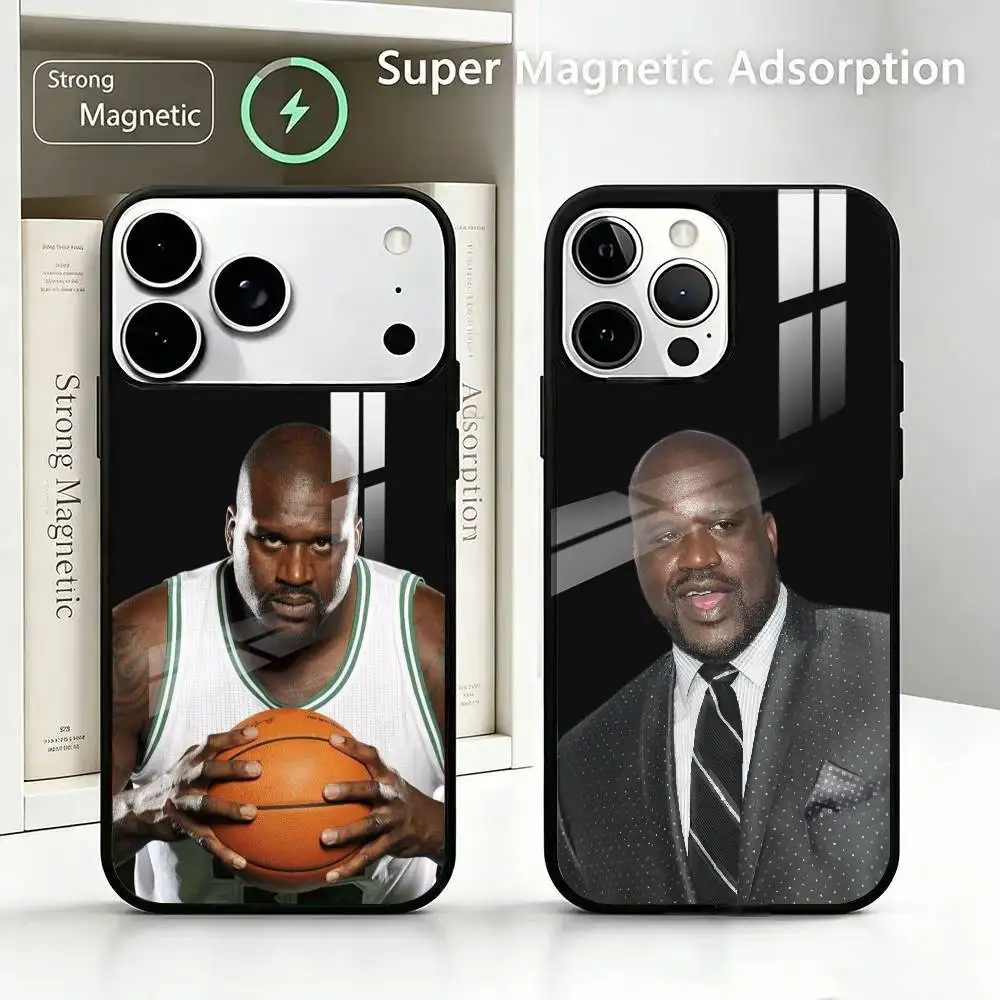 Funda para Teléfono Shaquille O'Neal, Anti-Caídas, de Lujo, con Carga Inalámbrica, Textura de Vidrio, Impresa, para iPhone 17/16 ProMax Plus AI