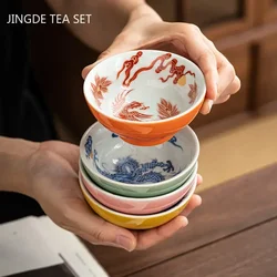 100ml Hand-painted Dragon and Phoenix Pattern Teacup Ceramic Tea Bowl Portable Master Cup Home Personal Tea Cup Accessories