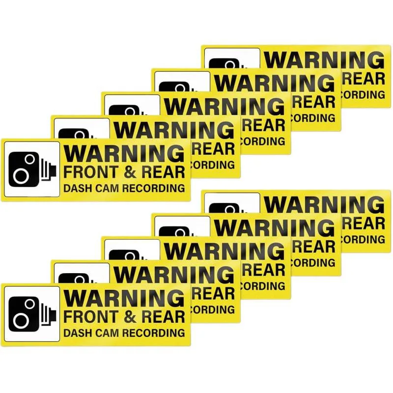 

10Pcs Dash Camera Recording Warning Sign 6x2 Inch Vinyl Car Security Sticker Anti-Theft Decal Suitable for BMW Toyota Honda