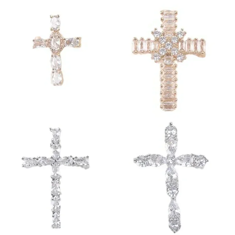 New Rhinestone Cross Brooches for Women and Men - Unisex Gold and Silver Color Crystal Badge Lapel Pin Fashion Jewelry Gifts