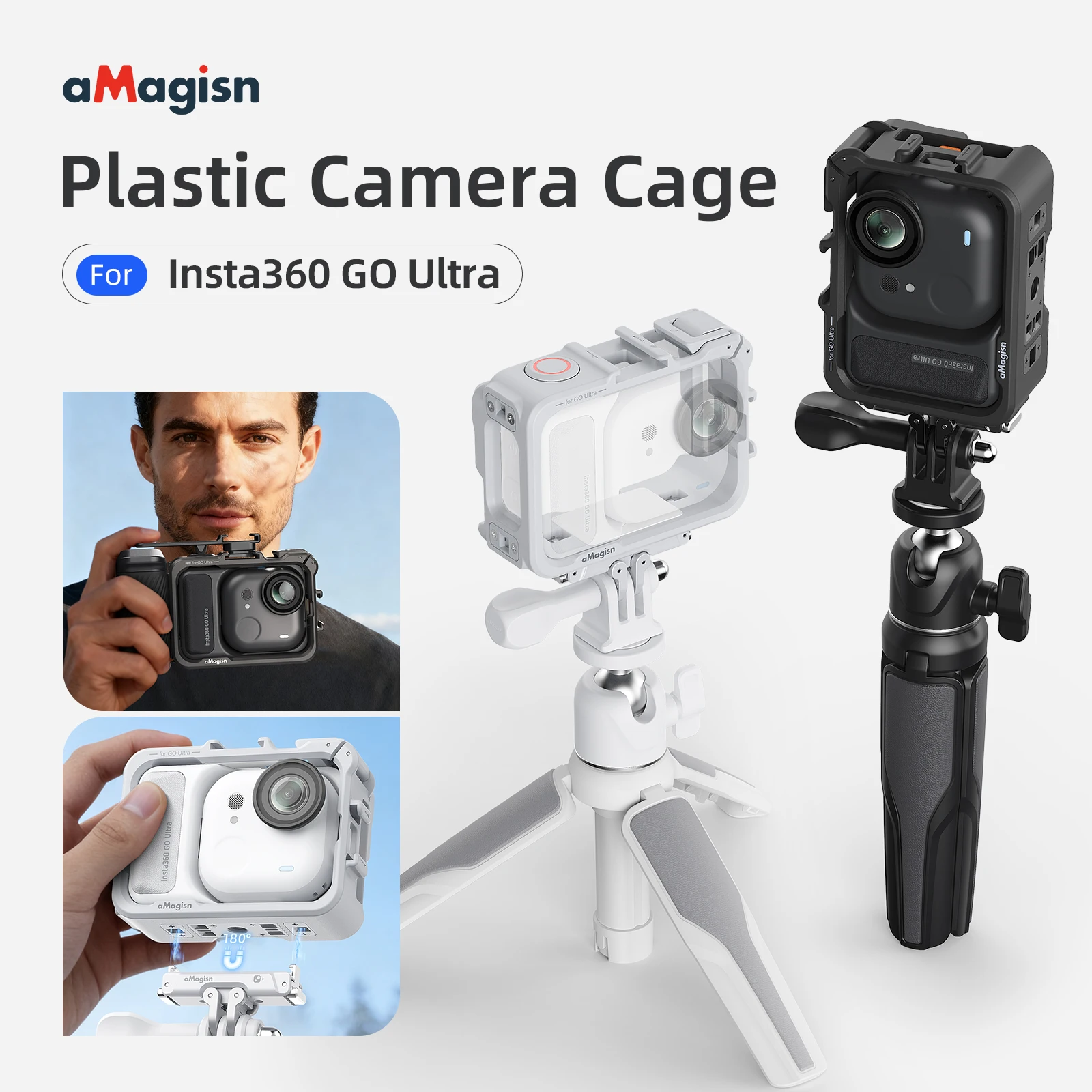 

aMagisn For Insta360 Go Ultra Quick Release Protective Frame Plastic Cold Shoe Expansion Rabite Cage Multifunctional accessories