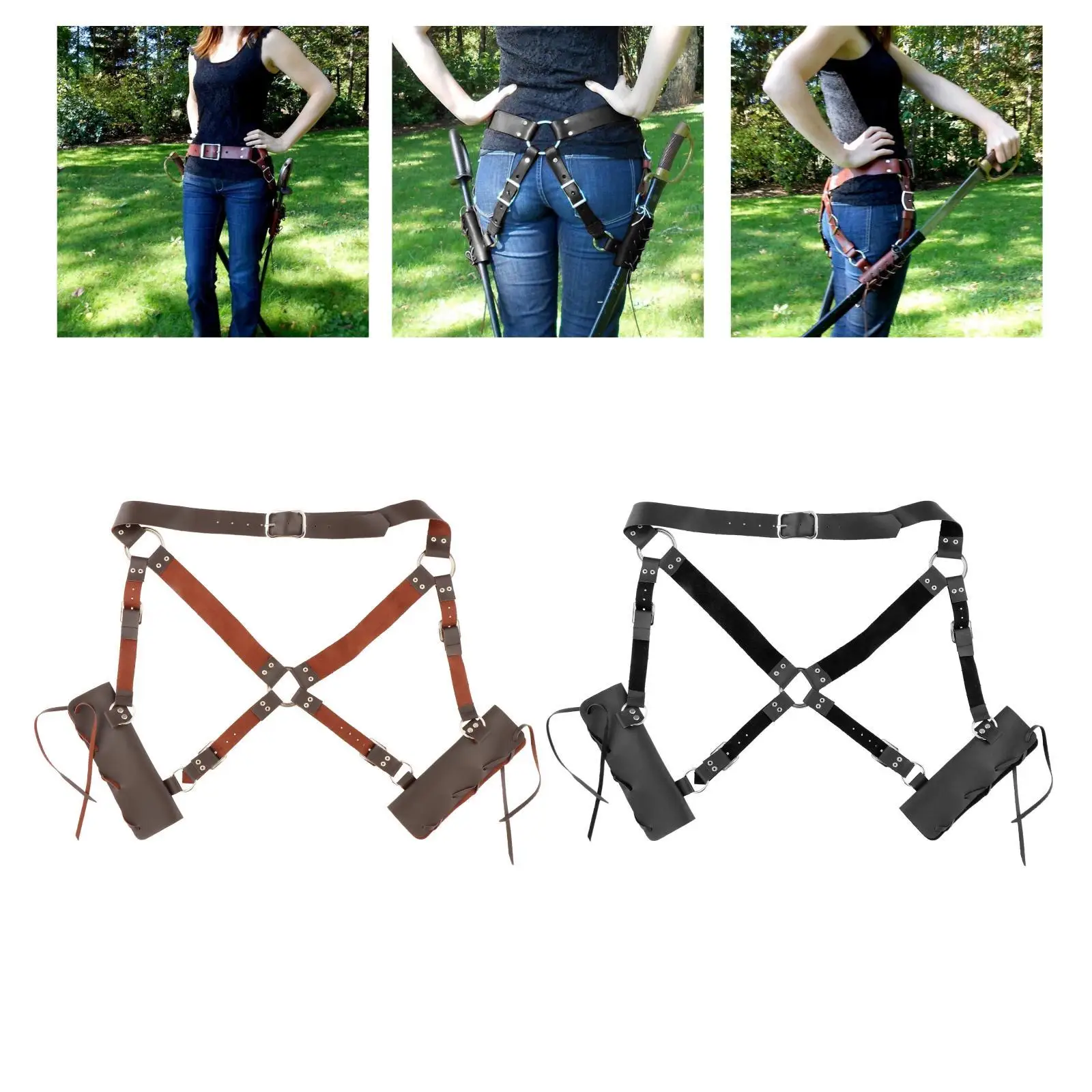 Funda para espada medieval, soporte para vaina, funda de cintura de cuero PU, para jugar a disfraz animado