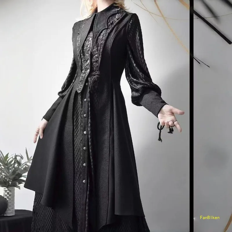 

Dark Gothic Prince Lolita Cosplay Costume Long Shirt Vest for Women Men Cool Event Performance Halloween Party Outfit