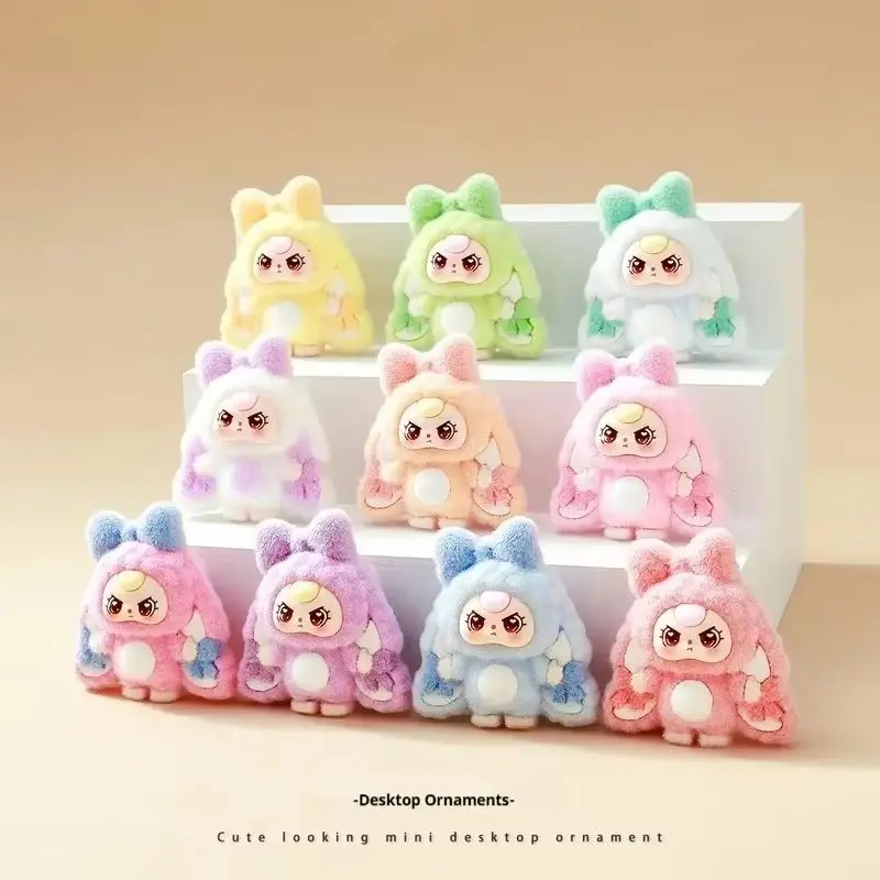 Новая детская шапка с тремя лисочками и бантом, пижамная серия, слепая коробка, милая мини-флокированная фигурка, настольный маленький орнамент, рождественский подарок для девочек