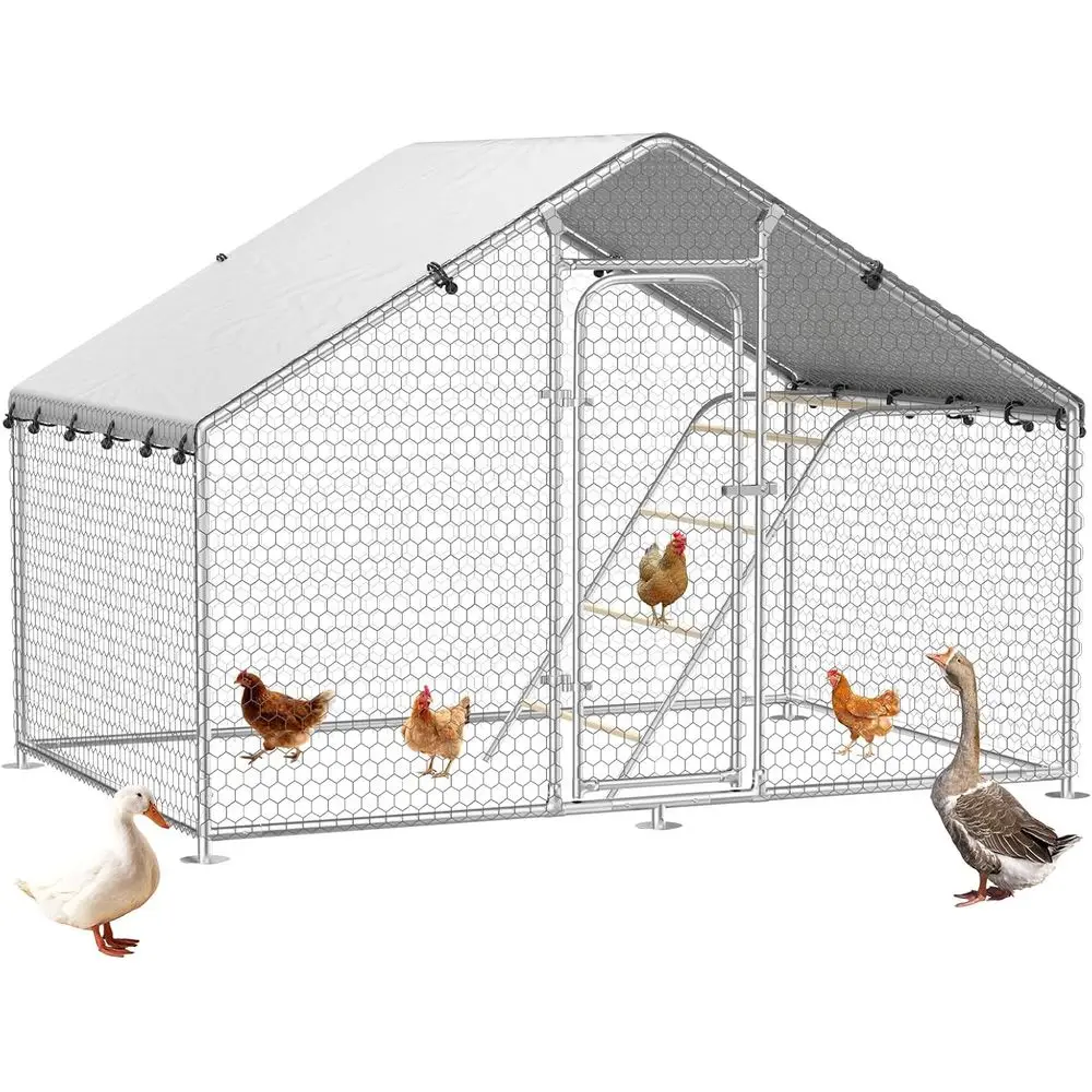 

Walk-in Poultry Cage with Perch, Pen, Waterproof & Anti-UV Cover, Ideal for Outdoor Use, Spire Roo (9.9 W x 5 L x 6.4 H)