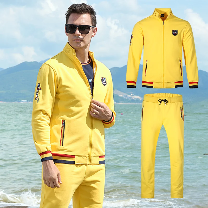 New Men\'s Tracksuit Sport wear Setting Men Jogging Suit 2pieces Basball Fashion Casual Style Jumping runing  Big size