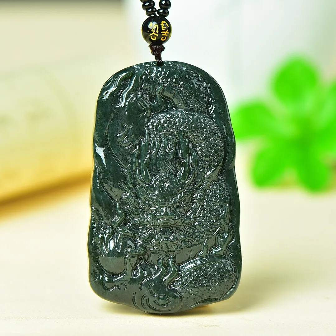 

Natural Nephrite Green Jade Dragon Necklace Men Women Fine Jewelry Chinese Hetian Jade Chinese Zodiac Dragon Pendant Necklaces