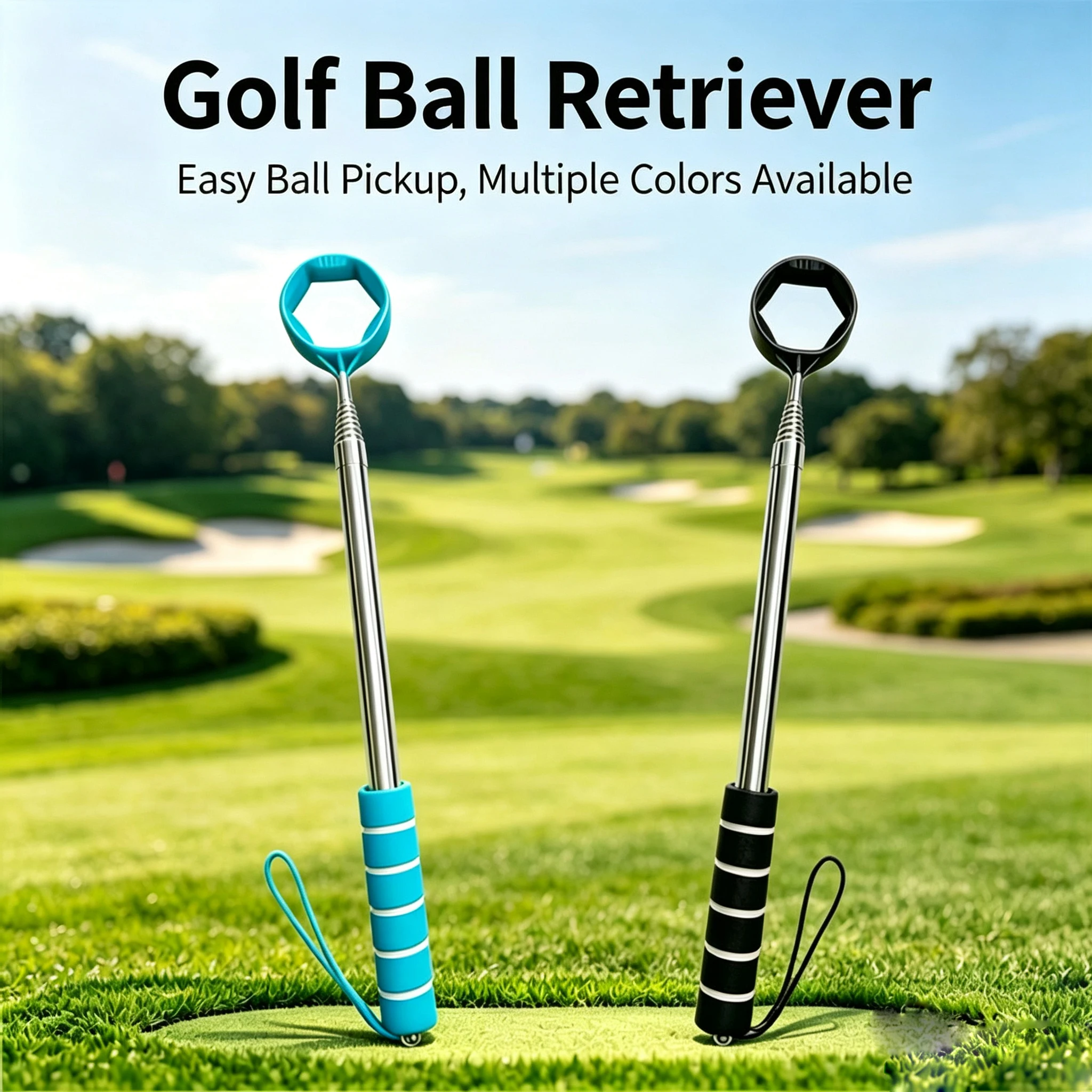 Golf Scoop Ball Recycling Tool Portable And Extendable Stainless Steel Push Rod With Handle up to 2.7 Meters Golf Accessories