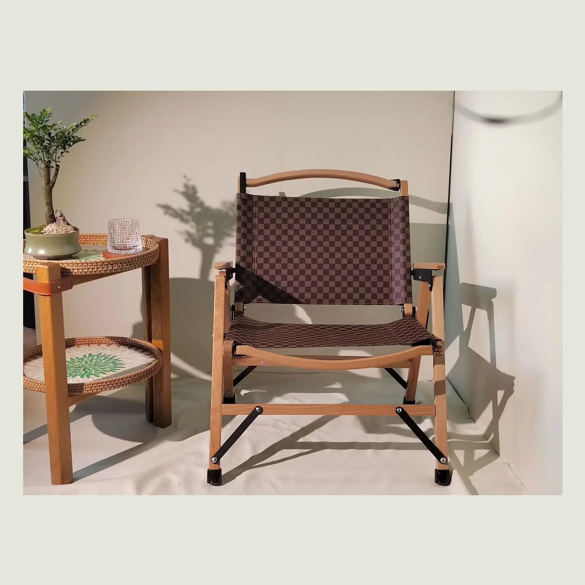 원목 접이식 휴대용 캠핑 의자 팔걸이 레저 낚시 발코니 테라스 모던 라이트 럭셔리 레저