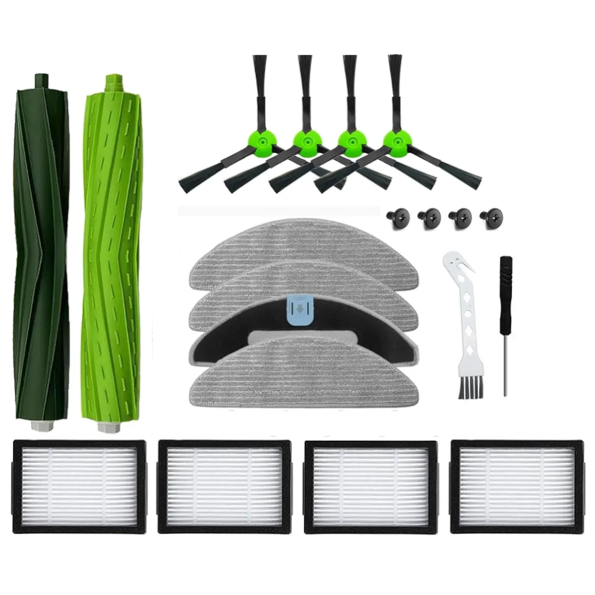 Kit de repuesto para iRobot Roomba Combo I5, I5 +, J5, J5 +, cepillos de goma multisuperficie duales, filtros, almohadillas de fregona, cepillo lateral