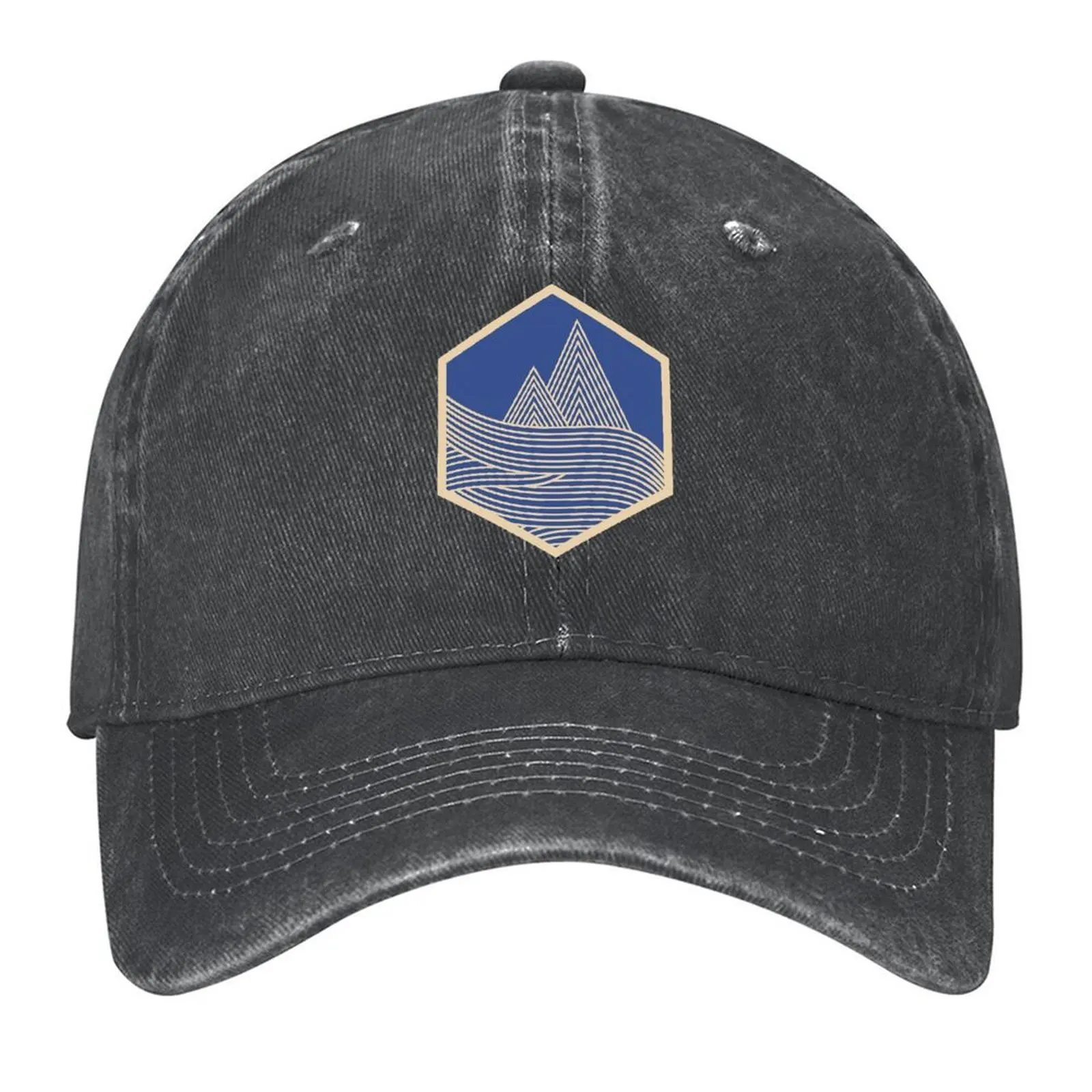 

PNW Hexagon - Tan on Blue Baseball Cap Golf Streetwear golf hat genuine Military Tactical Cap Hats Woman Men's