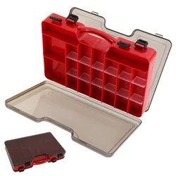 Portable PP Material Double Sided 44 Compartments Red Plastic Fishing Tackle Storage Box Large Translucent Hard Case