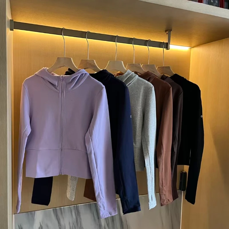 Women's Spring and Autumn New Fashion Short Zip Hooded Sweatshirt Solid Color Loose Casual Street Style Women's Hooded Jacket