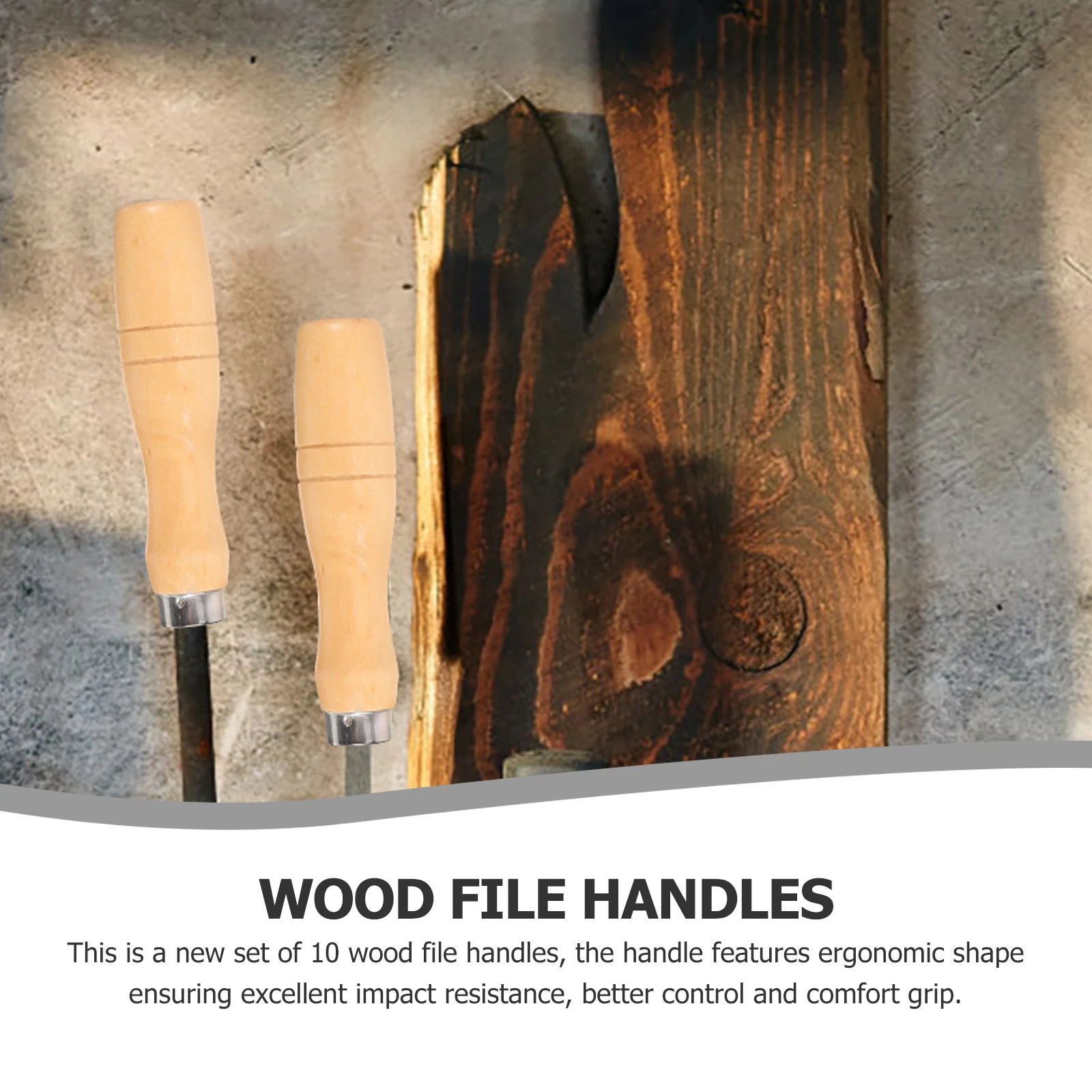 

10Pcs Hand File Wooden Handles Ergonomic Metal Sleeve Secure Grip for Woodworking Rasps Cutting DIY Craft Wooden Handle