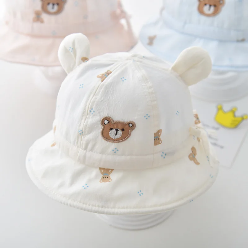 

Spring Thin Small-Month Drawstring Bucket Hat Summer Soft Breathable Children-Proof Basin Hat