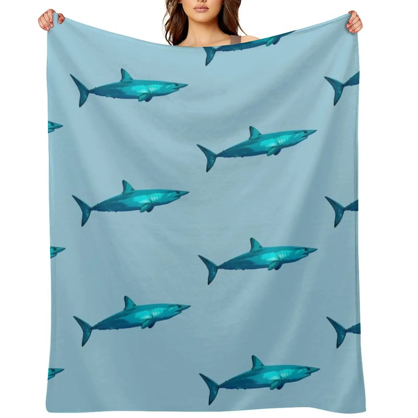 

Mako Shark Color Print Throw Blanket wednesday Hair Blankets For Sofas Luxury St Blankets