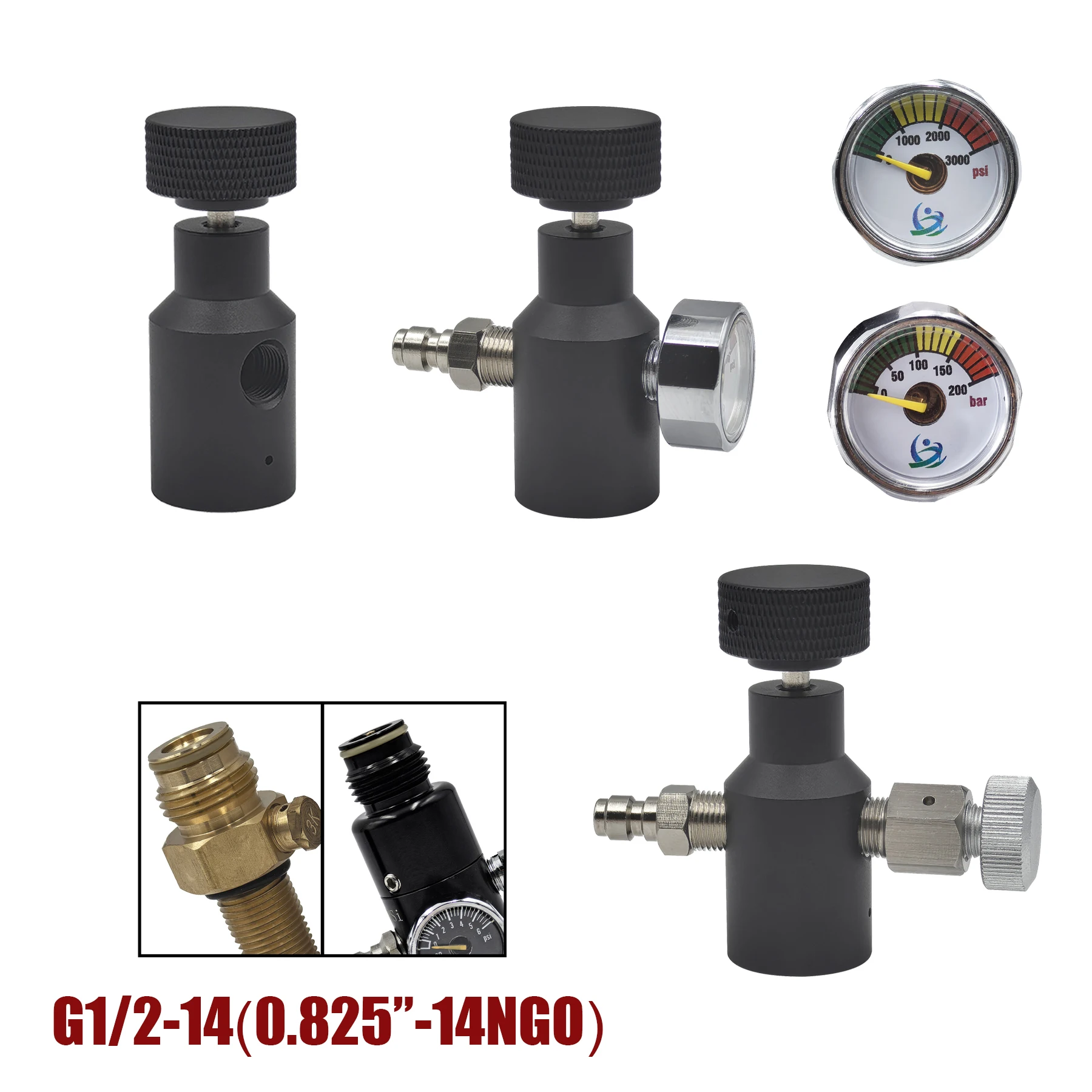 

HPA Universal Fill Adapter Aluminum Alloy Accessories for Tank Coil Remote Hose Line Fit for G1/2-14 or 0.825"-14NGO Thread