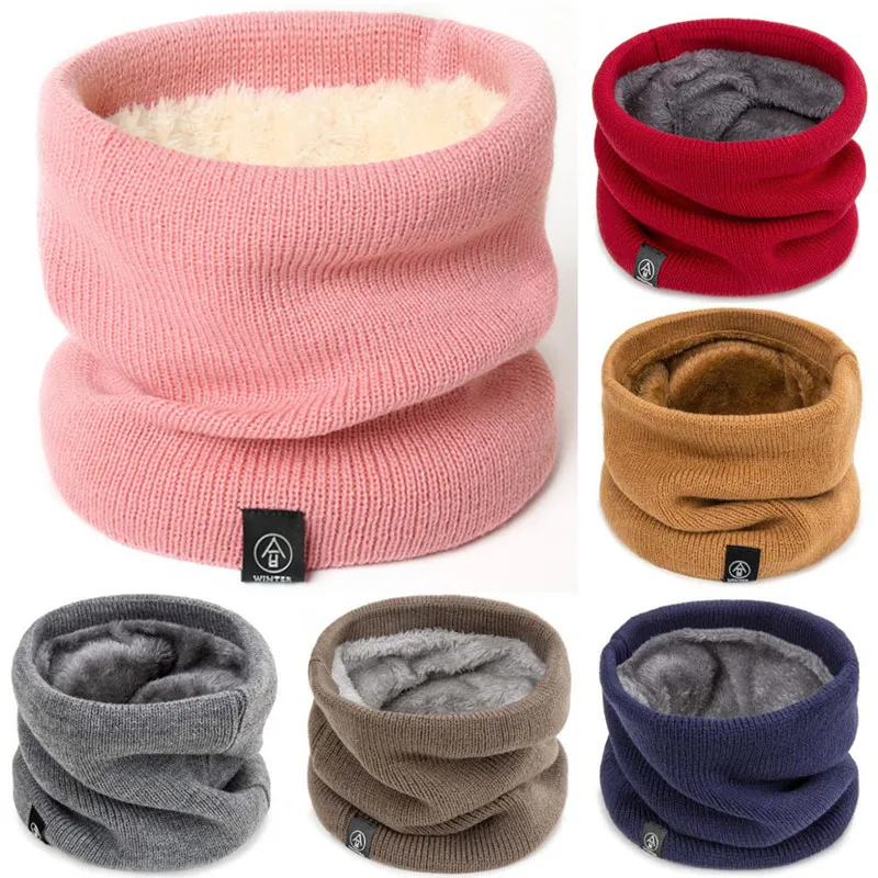 Winter Scarf 2024 Fashion Women Knitted Scarf Solid Cashmere-like Thickened Wool Collar Scarves Unisex Men Warm Neck Scarf Ring