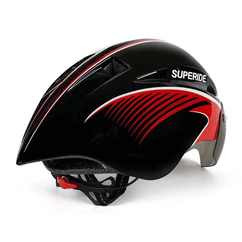 SUPERIDE Integrally-molded MTB Bicycle Helmet with TT Lens Aerodynamic Racing Cycling Helmet Outdoor Mountain Road Bike Helmet