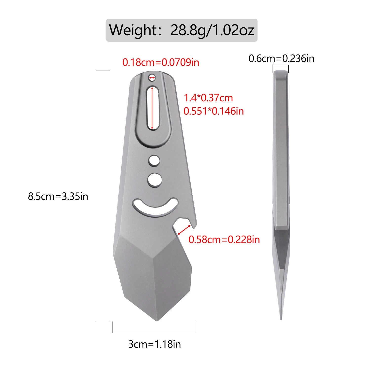 1pc portable titanium pry bar. Outdoor EDC tools. Multifunctional hand tools