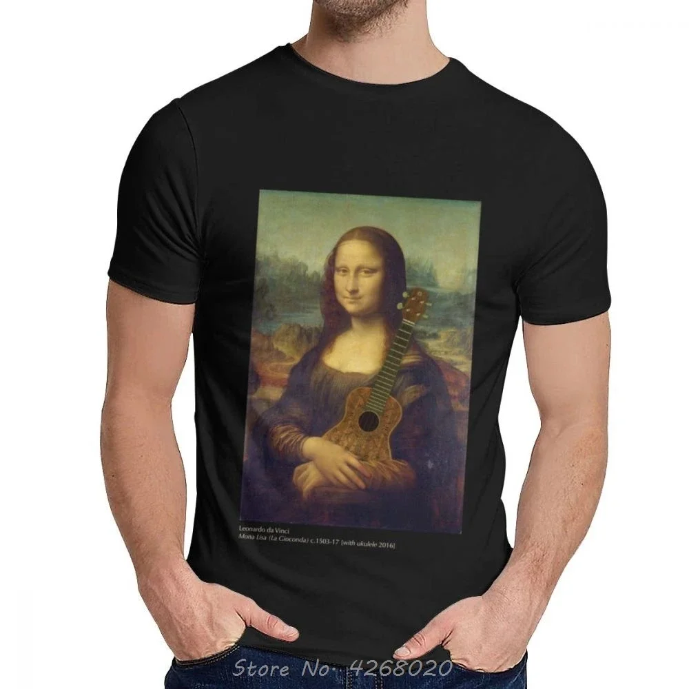 

Fun summer Men's T-shirt Mona Lisa guitar Great T-shirt selling O-collar Harajuku Street T-shirt Hip Hop T-shirt