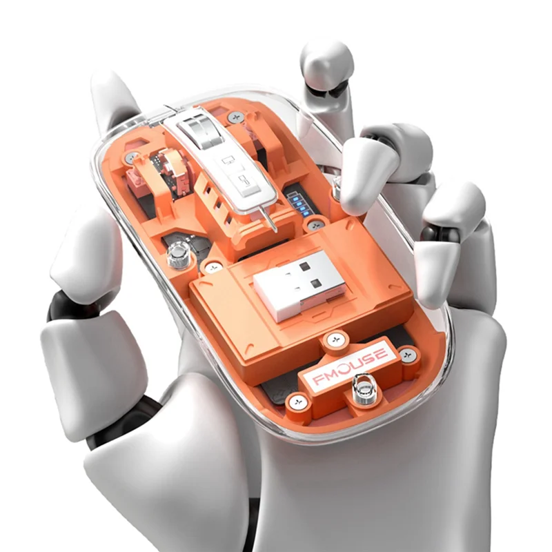 Transparent Gaming Mouse Bluetooth Wireless Mouse with RGB Light Rechargeable Mouse for PC Gamer Accessories,E