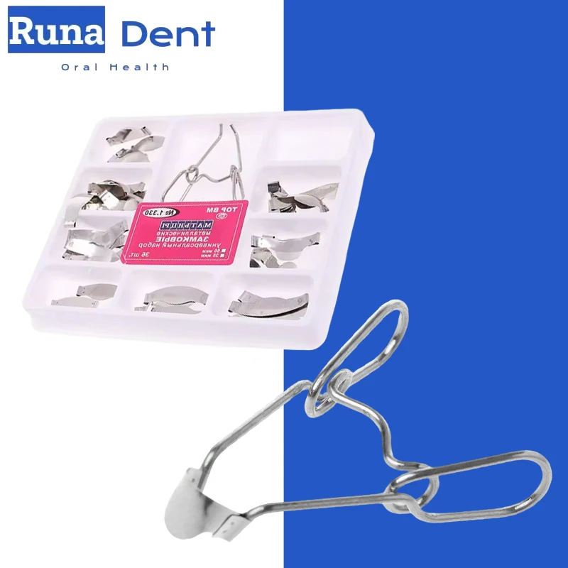 Dental Matrix Springclip No.1.330 Contoured Sectional Matrices Metal Saddle 36pc Restoration Kit