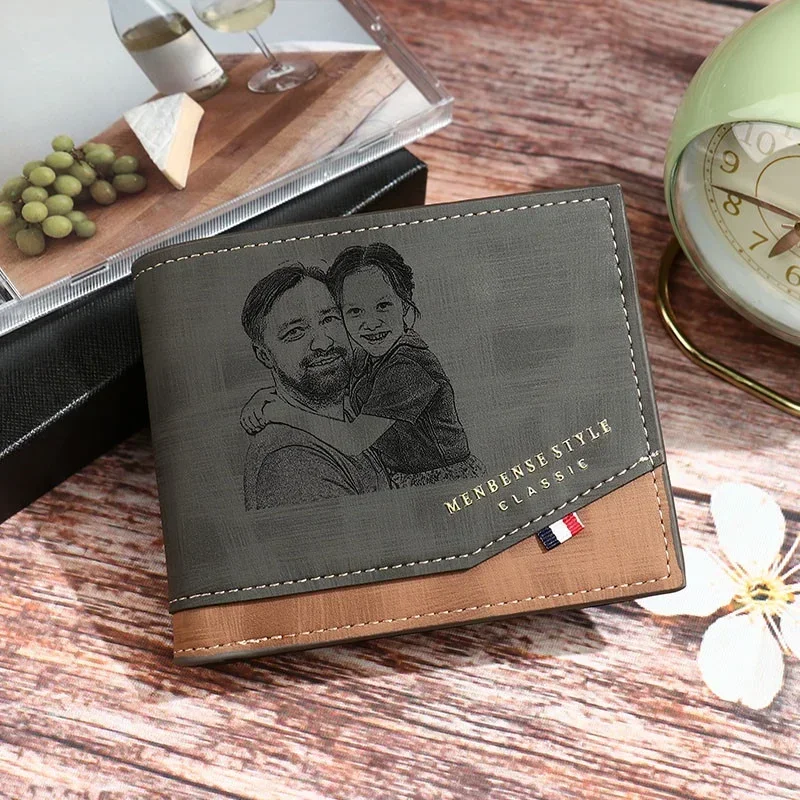 Custom Picture Text Frosted Multi-card Wallet Card Holder Case Personalized Photo Gifts for Him Husband Father Dad Boyfriend