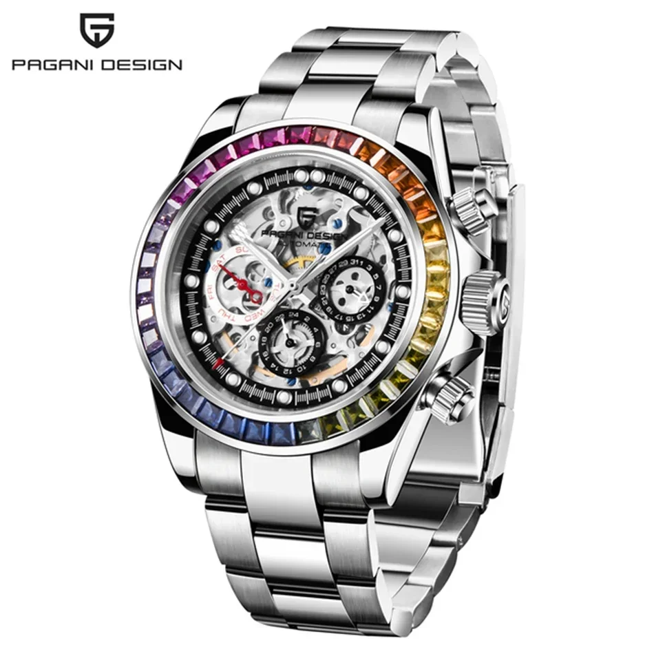 

PAGANI DESIGN Original Men Mechanical Watch Skeleton Sapphire Glass Automatic Stainless Steel 100M Water Resistance Men Watch