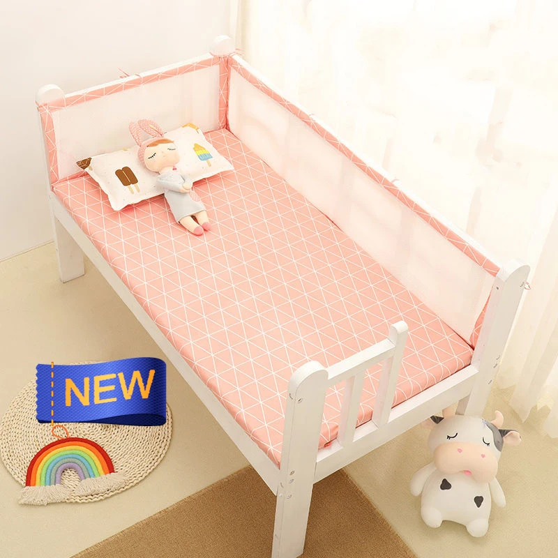 Cotton Mesh One-piece Summer Bed Surround Crib Bumper Breathable Soft Baby Protect Bed Surround Washable Child Room Bed Bumper