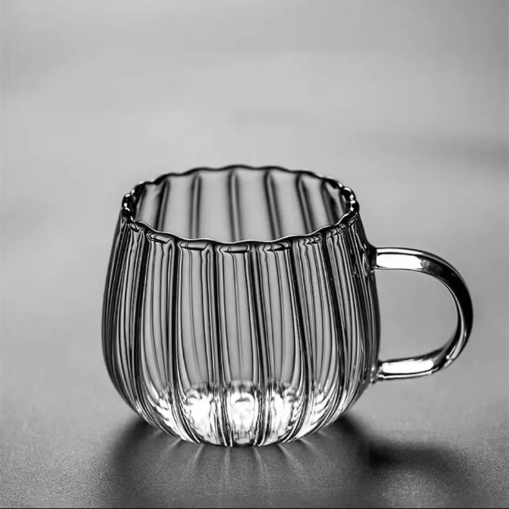 Heat Resistant Glass Striped Water Cup Breakfast Oatmeal Milk Coffee Cup Household Large Capacity Cup Water Cup with Handle