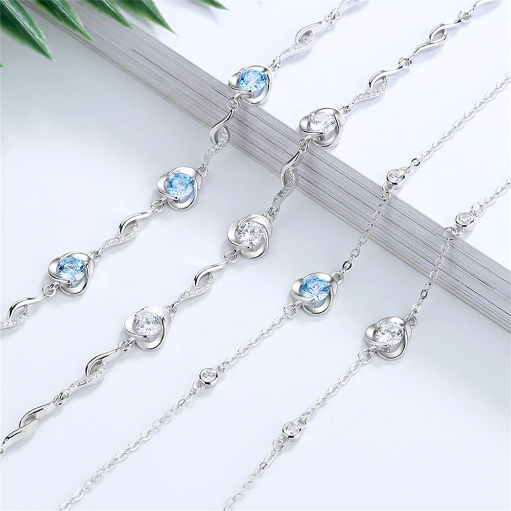 

Браслет из стерлингового серебра 925 пробы с цирконом, корейский стиль INS, нишевые женские украшения