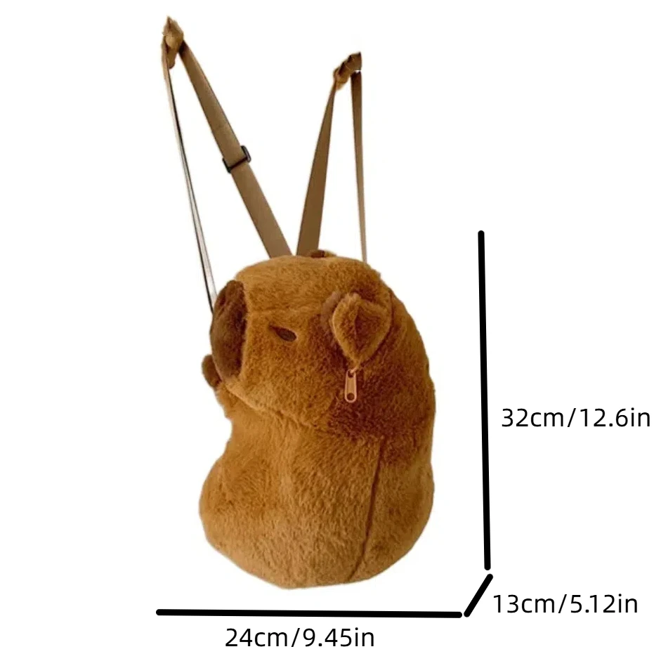 Capivara dos desenhos animados mochila algodão cheio pêra capivara crossbody saco morango cruz vestir pelúcia animal daypack crianças