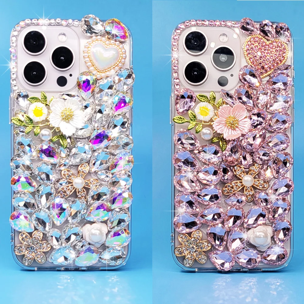 Rhinestone Case for iPhone 15 Pro Max 14 13 Pro 12 11 Pro Max Xs Max XR 8 7 Plus SE 2020 2022 Case Diamond Phone Cover Sunjolly