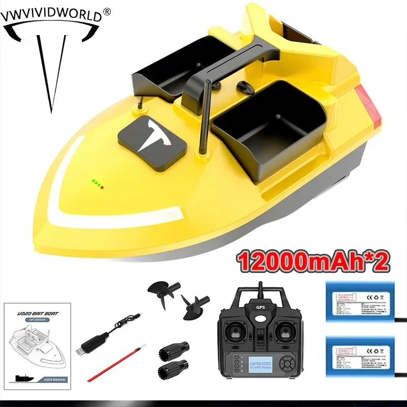 

VWVIVIDWORLD,Double Battery,GPS RC Fishing Bait Boat,500M Remote Control,Fish Finder,2Kg Loading,Automatic Cruise/Return,VX