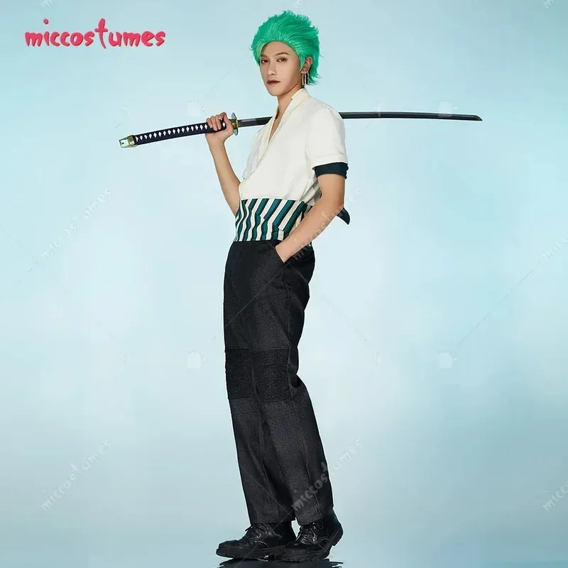 

25COSМиккостюмы унисекс пиратский охотник косплей костюм топ и брюки в стиле кимоно с поясом шарф Хэллоуин косплей костюм