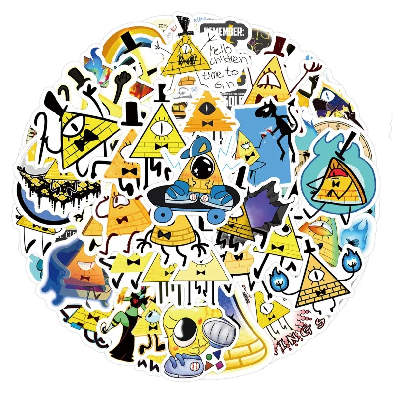 60pcs Animation Gravity Falls‌ Bill Cipher Graffiti Stickers Decals Laptop Computer Guitar Decoration DIY Kids Classics Toy