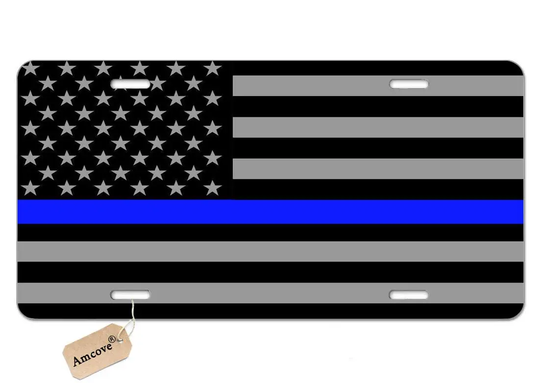 License Plate Thin Blue Line Flag Decorative Car Front License Plate,Vanity Tag,Metal Car Plate,Aluminum Novelty License Plate f