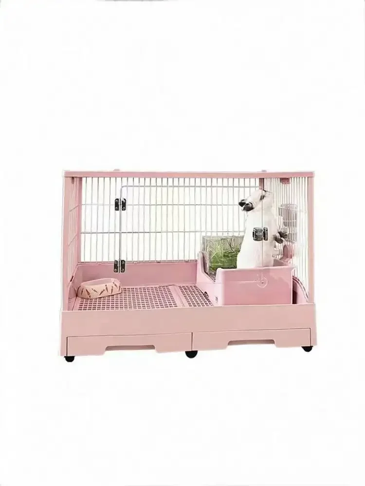 Large domestic drawer type rabbit cage to prevent rabbit chinchilla and other pet urine, candy color rabbit nest