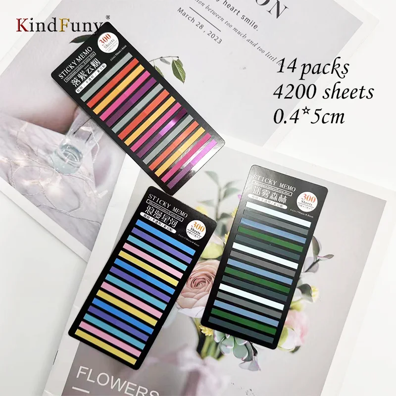 Tabs KindFuny Sticky Index, Memoranda Notebook Page Markers, Classificar adesivo, Papelaria Escola Office, 14 Pacotes, 4200 folhas