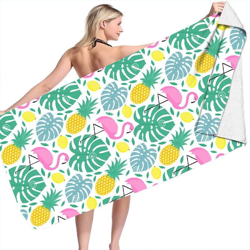 

Пляжное полотенце из серии Flamingo Beach, с цифровой печатью, из полиэстера, с двусторонним флисовым покрытием из супертонкого волокна, для отдыха на пляже.