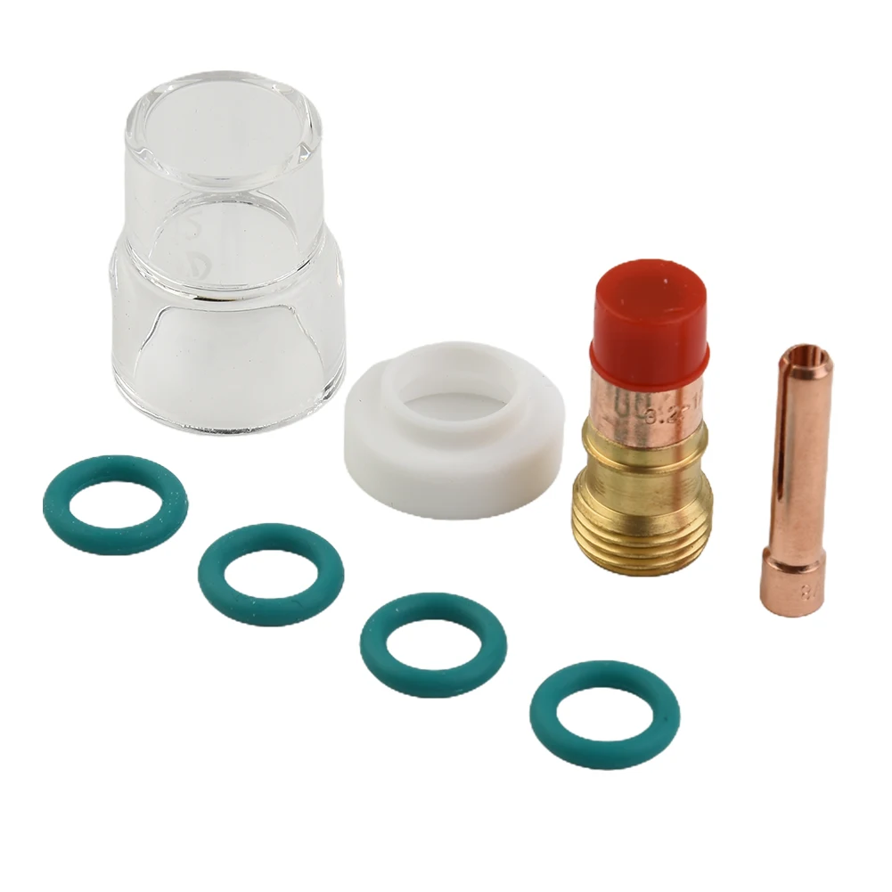 8-Piece TIG Torch Kit Designed for WP-17 WP-18 WP-26 Using For Stubby Gas Lens #12 and Heat Resistant Glass Cup