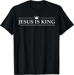 Christian Jesus Is King Design Crown T-Shirt Street Casual Couple Clothes T Shirts for Men Camisetas Streetwear