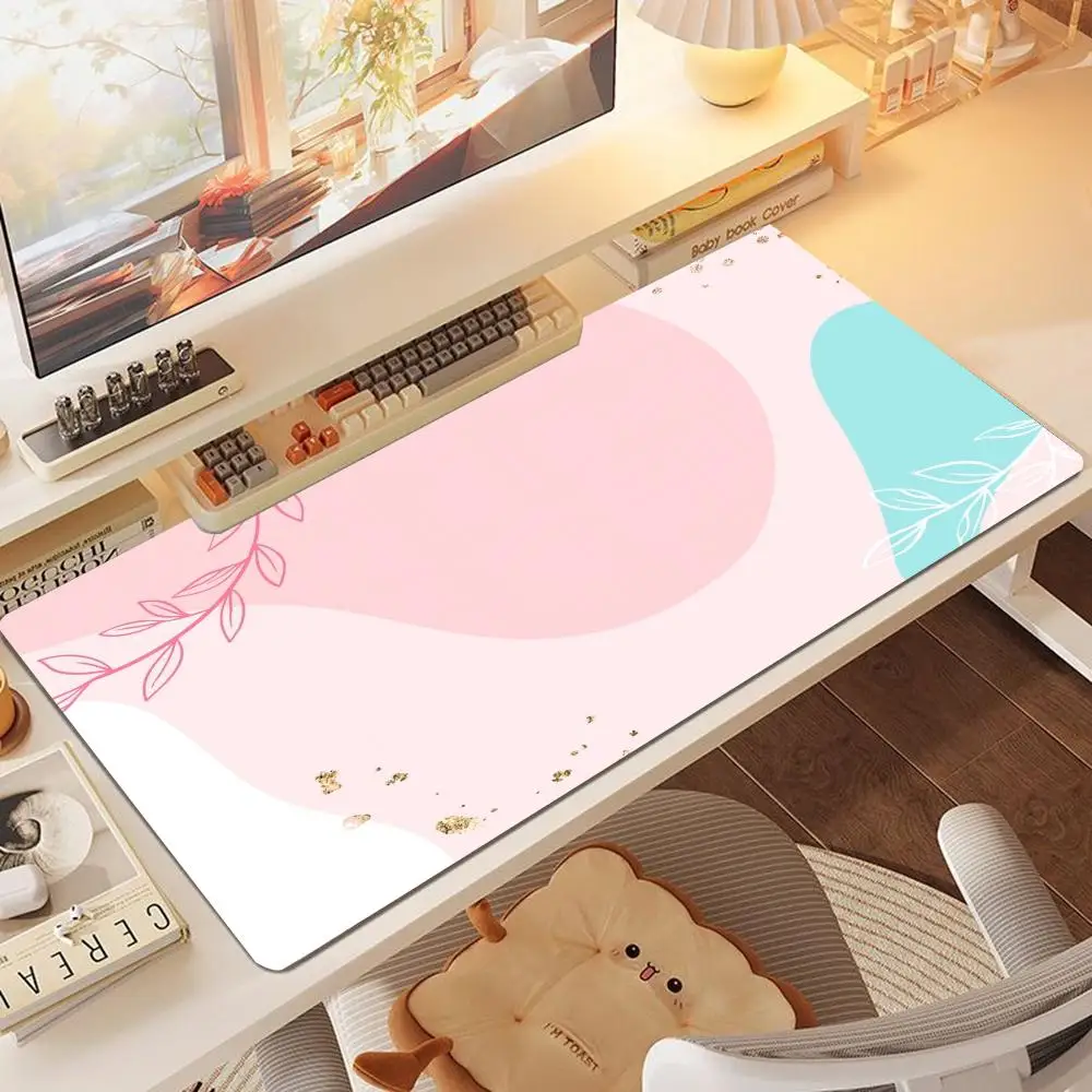 Abstract Blob Shape Floral Line Pattern Non-Slip Rubber Desk Mat Keyboard Mat mouse pad
