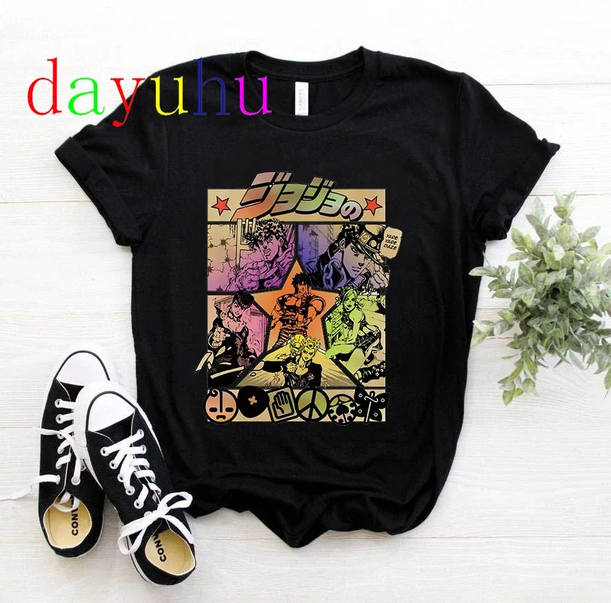 Jojos Bizarre Adventure Funny Cartoon T Shirt Men 90s Fashion Japanese Anime T-shirt Graphic Summer Tshirt Hip Hop Top Tees Male